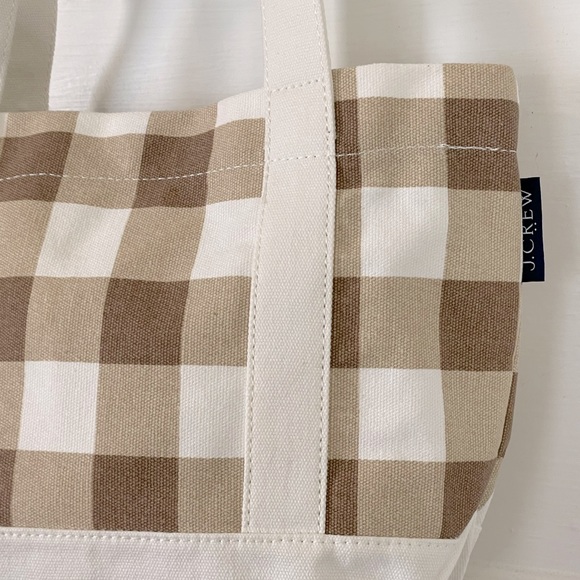 J. CREW FACTORY Mini Structured Canvas Plaid Tote Bag - New With Tags - Picture 6 of 9
